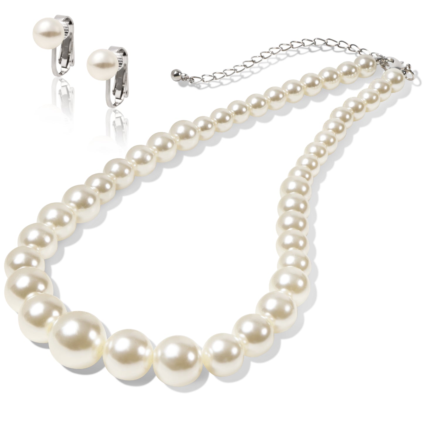 LunArts パールネックレス 1連 イヤリング セット