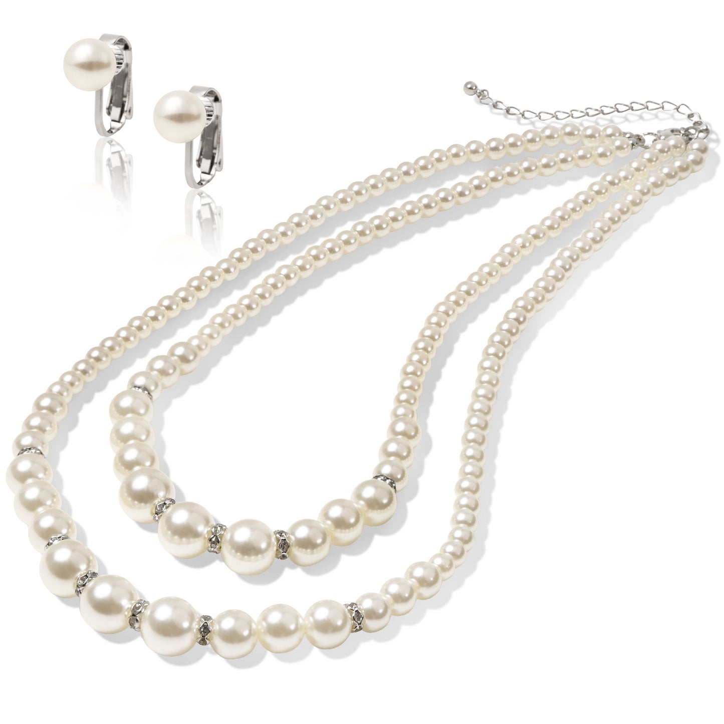 LunArts パールネックレス 2連 イヤリング セット