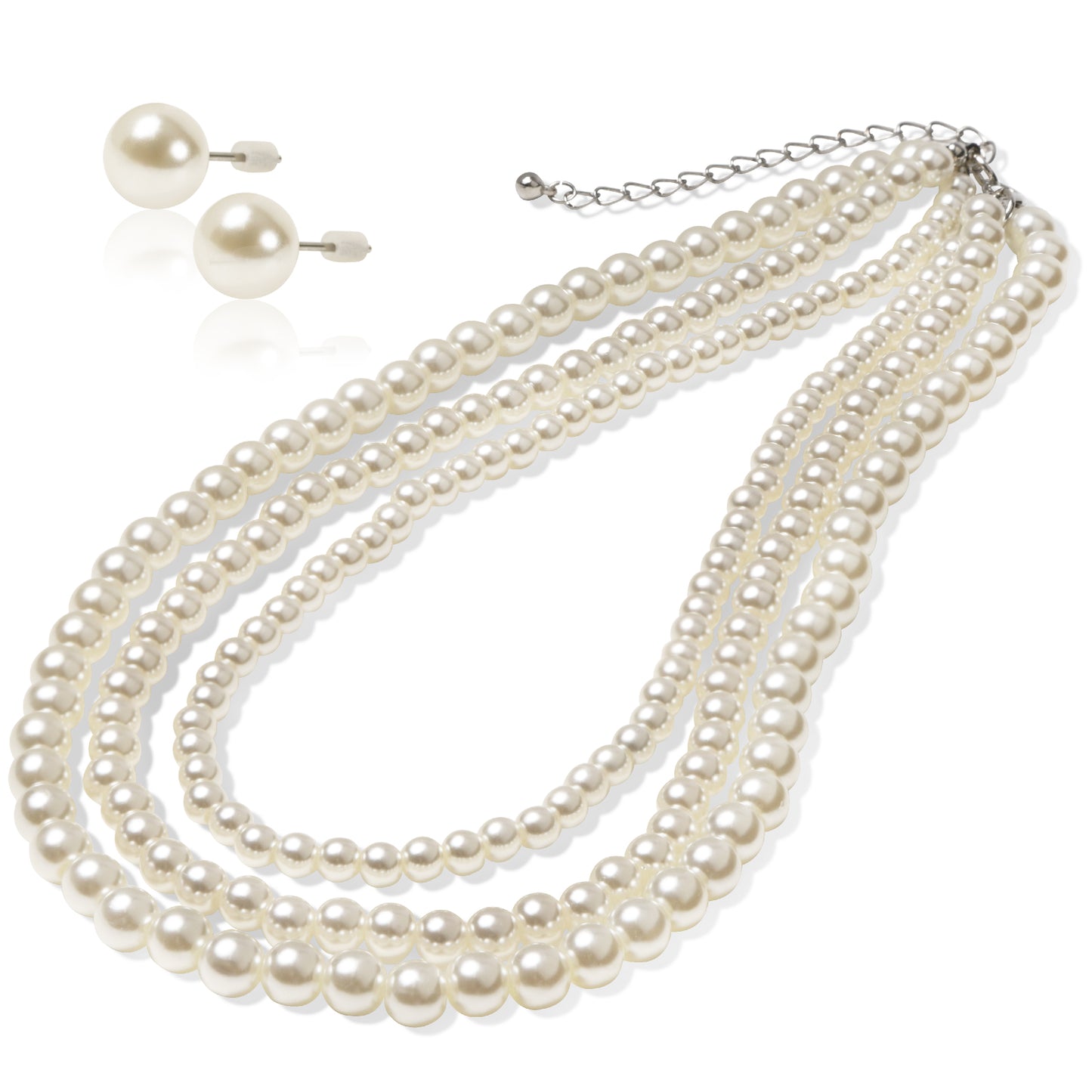 LunArts パールネックレス 3連 ピアス セット